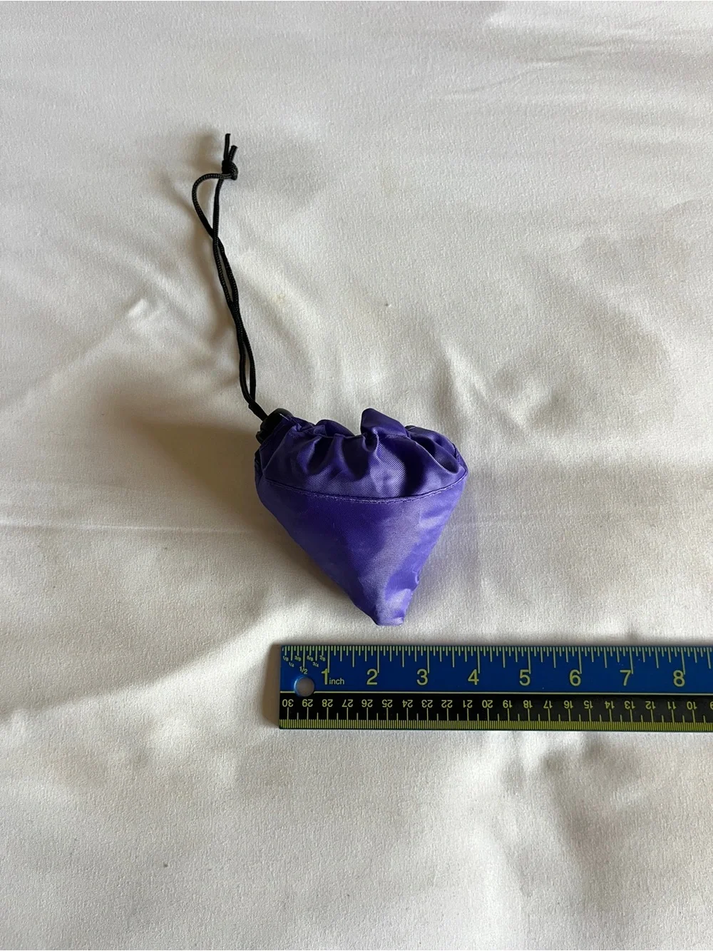 NYU Purple Nylon Packable Reusable Shopping Tote Bag Drawstring Pouch Blue 12x12